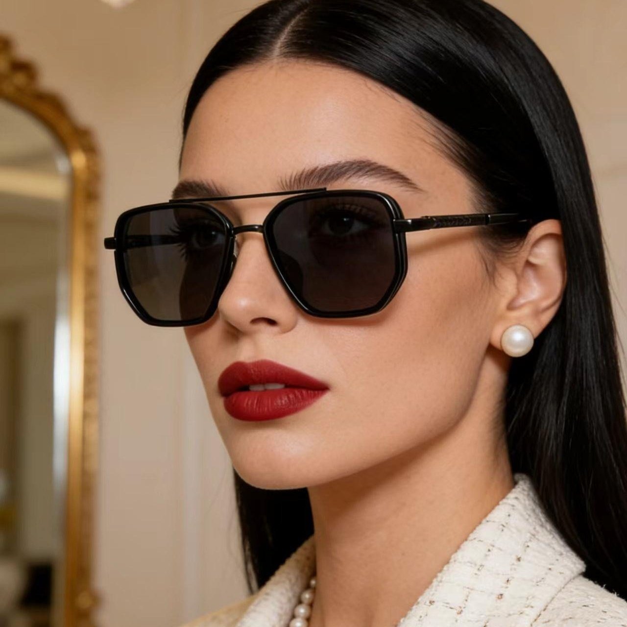 ✨😎 Fashion Geometric Double-Beam Sunglasses