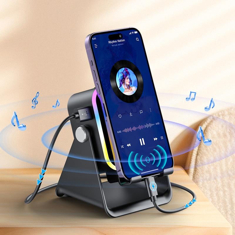 ✨Wireless Induction Audio Speaker Stand, 5-in-1 Cellphone Holder
