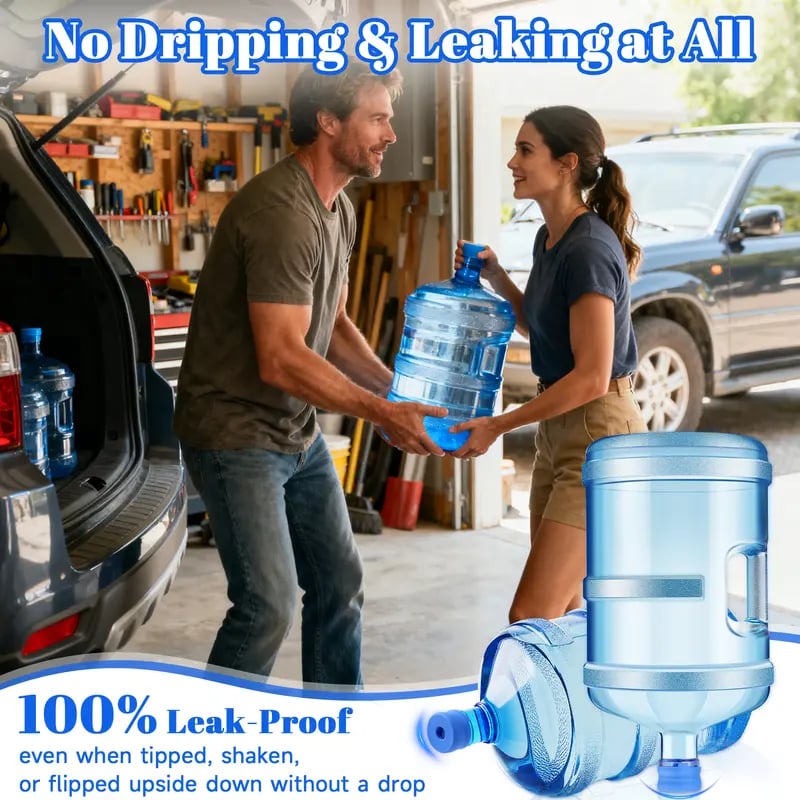 🎖️3 & 5 Gallon Water Jug Caps, Non-Spill Leak Free Silicone Covers for Indoor & Outdoor Use, BPA Free Food Grade - Pack of 3 summerwins