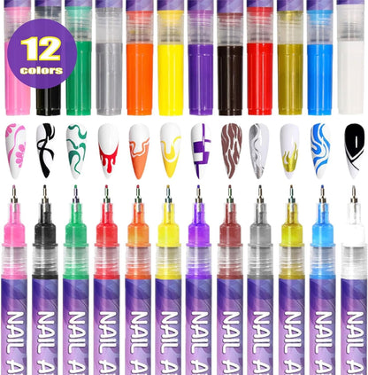 🎖️🎨12 Colors Nail Art Pens Set