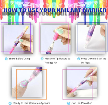 🎖️🎨12 Colors Nail Art Pens Set