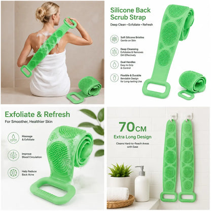 🔥Silicone Bath Brush, Double-Sided Back Scrubber for Body Cleansing & Exfoliating