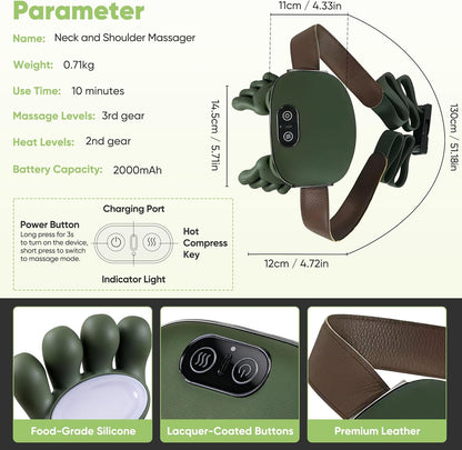🎖️Shoulder and Neck Massager, Bionic Heated Massager, Neck Massager with Fingers, 4D Kneading Massage