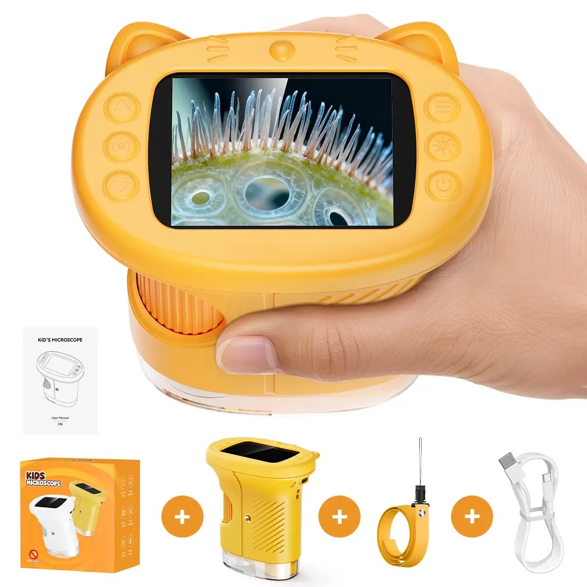 🔥【2026 Upgrade】1000X Handheld Microscope for Kids with 4K 2.0" Screen, Photo & Video Camera