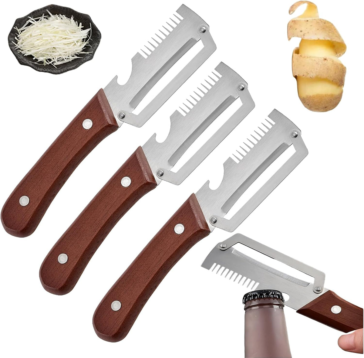 🔥3-in-1 Scallion Shredder & Peeler Kitchen Tool