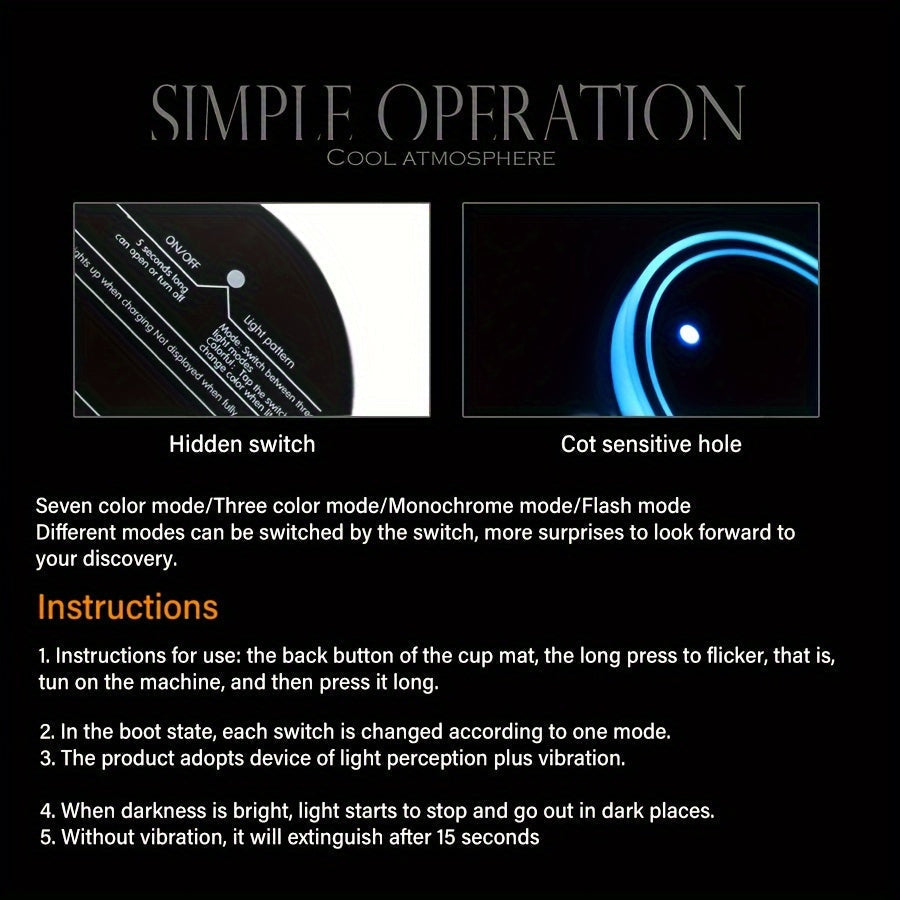 2 PCS LED Cup Holder Light - USB Rechargeable Waterproof Ambient Lighting