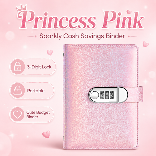🔥Glliter Cash Savings Binder with 3-Digit Combination Lock – 100-Page Cash Stuffing Budget Organizer for Savings Challenges, Money Goals & Gifts 💖