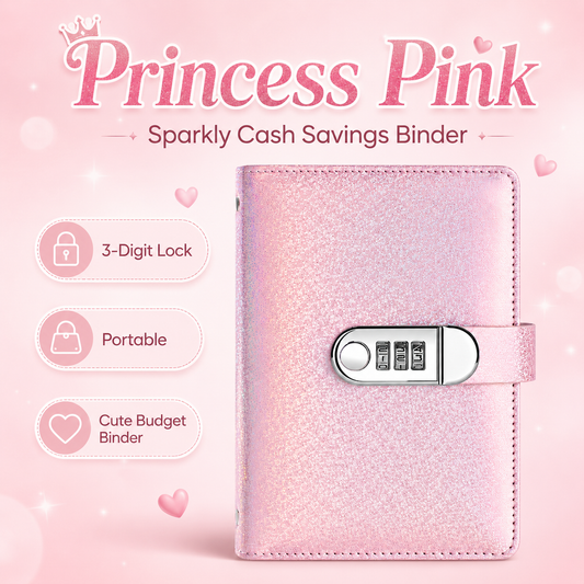 🔥Glliter Cash Savings Binder with 3-Digit Combination Lock – 100-Page Cash Stuffing Budget Organizer for Savings Challenges, Money Goals & Gifts 💖