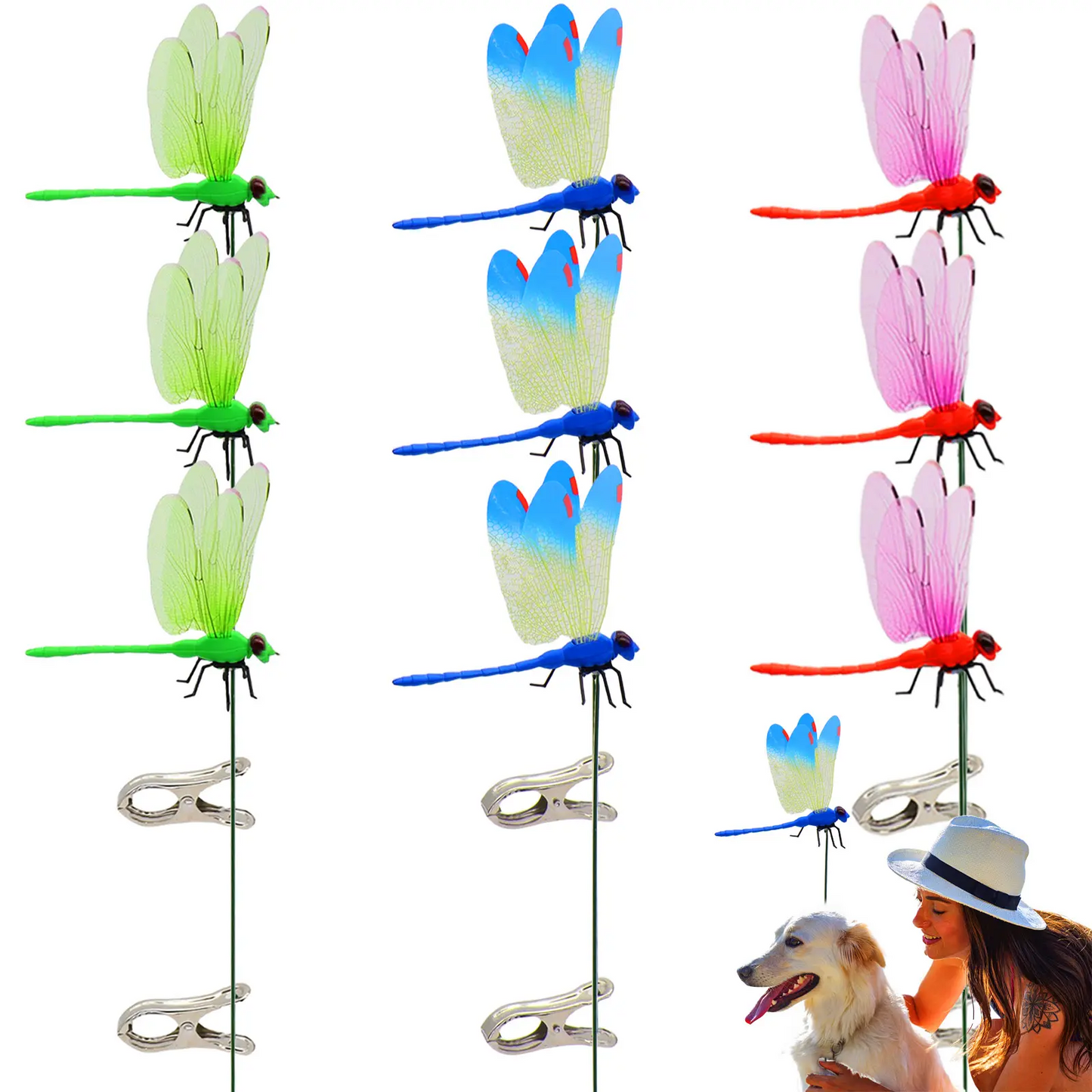 🎖️2026 Summer Hot Sale 49% OFF🔥24 Pack 3D Dragonfly Clips, Fake Dragonflies with Stakes