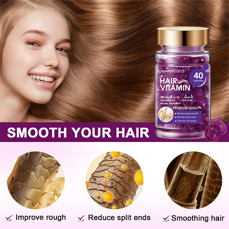 🔥Hair Vitamin Capsules Infused with Violet Vitamins & Argan Oil,40 Capsules💜
