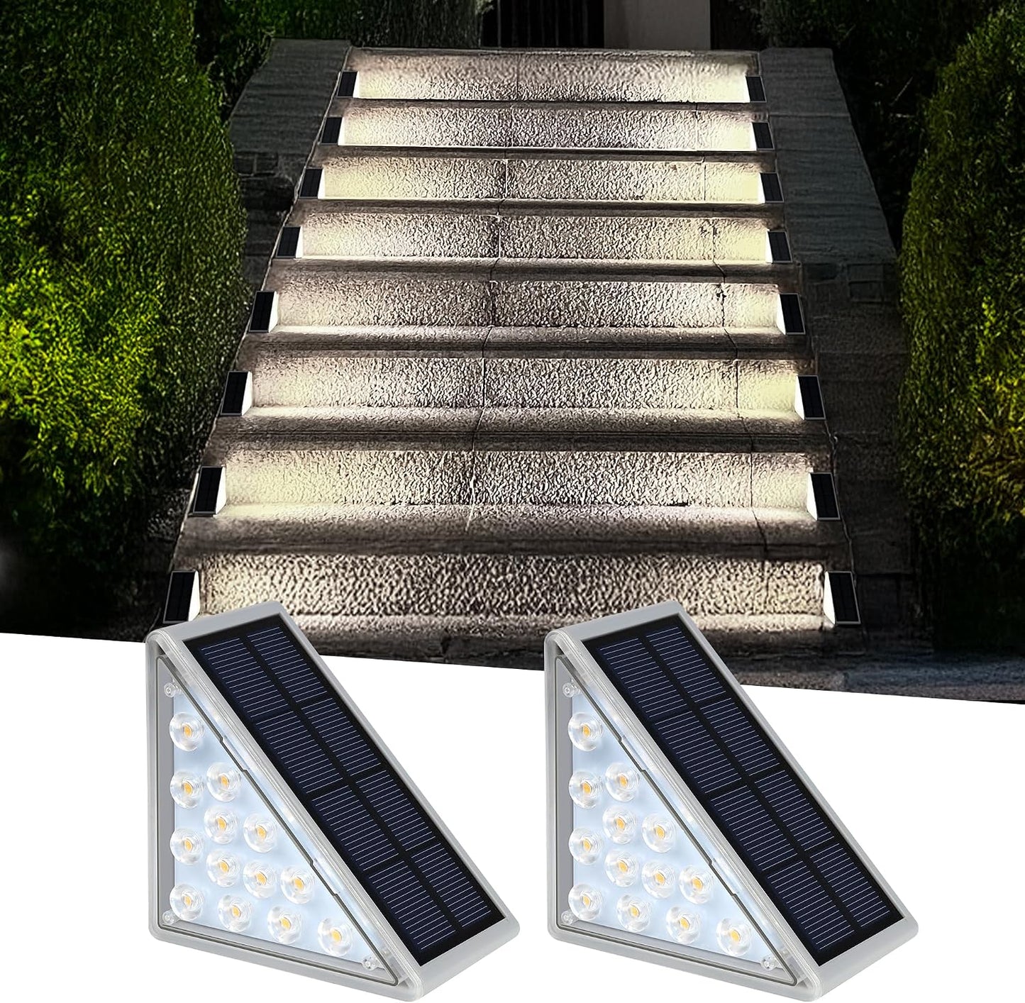 🎖️LED Solar Step Lights Waterproof Outdoor Stair Lights