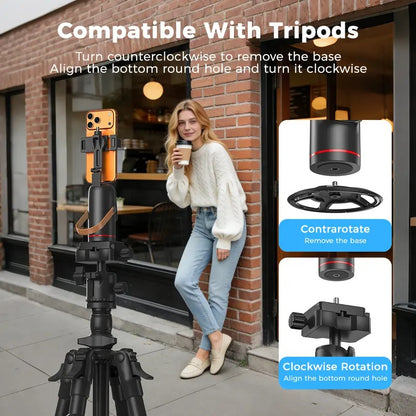 🎖️Auto Face Tracking Phone Holder with Gesture Control, 360° Auto Rotating