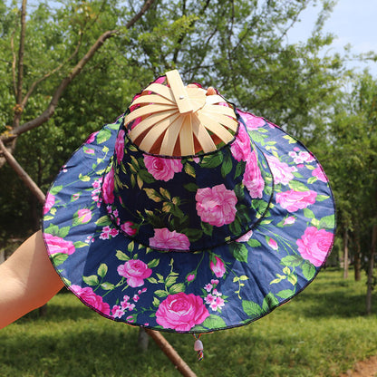 🎖️New Unisex Summer Fashion Bamboo Fan Hat Foldable Bamboos Sun Protection Caps for Outdoor Sports Travel Worker