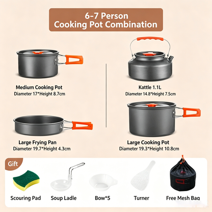 ✨HOT SALE 49% OFF🍳2026 Pro Outdoor Camping Cookware: 3-in-1 Ultra-Light Pots, Pans & Kettle Set! 🏕️🛒
