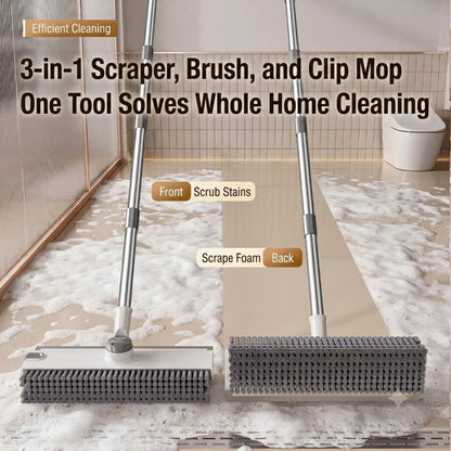 🔥3-in-1 Adjustable Floor Scrub Brush – 360° Rotating Cleaning Tool