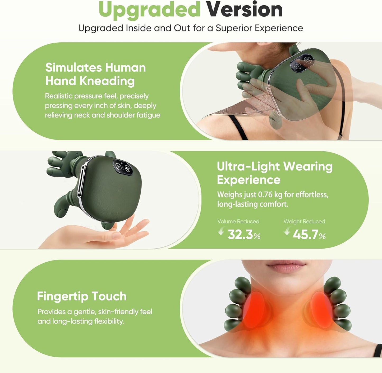 🎖️Shoulder and Neck Massager, Bionic Heated Massager, Neck Massager with Fingers, 4D Kneading Massage