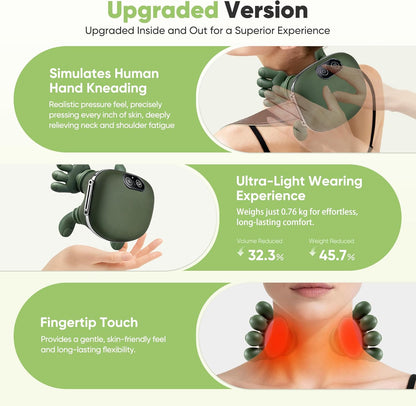 🎖️Shoulder and Neck Massager, Bionic Heated Massager, Neck Massager with Fingers, 4D Kneading Massage