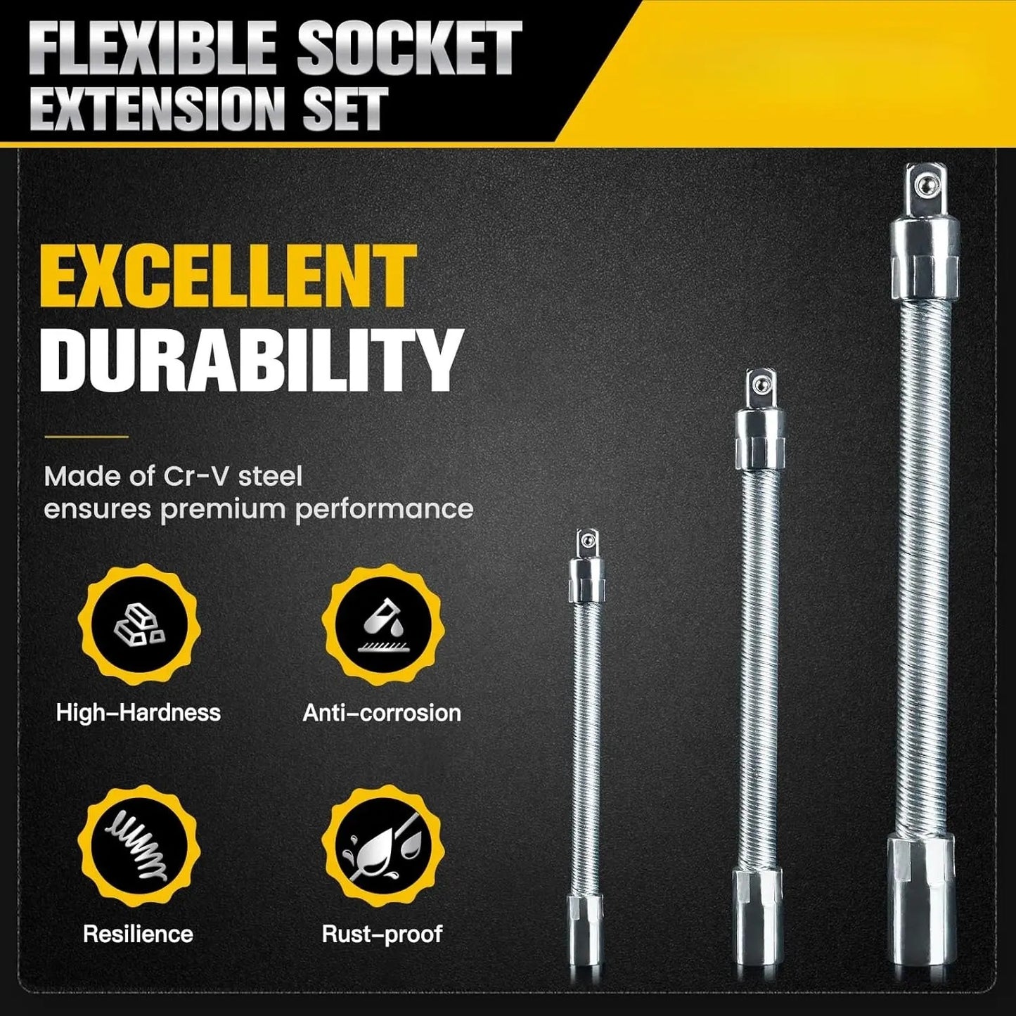 🎖️Multifunctional Socket Wrench Set - 3 Bendable Shafts, Wrench Extender, Connecting Rod