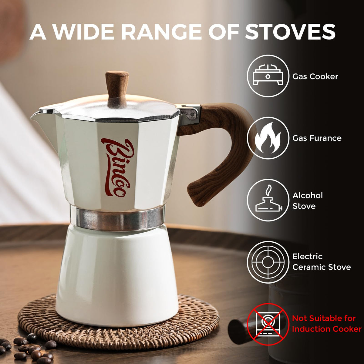 🔥Espresso Maker Stovetop, Moka Pot 3 Cups,Single Safety Valve