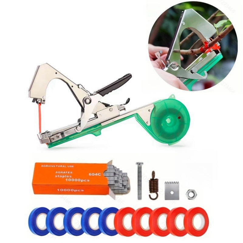 ✨Plant Tying Machine Tool Plant Tying Machine with Green Tape Stem Tie Orchard Manual Stem Tie for Grape Tomato Cucumber Vines