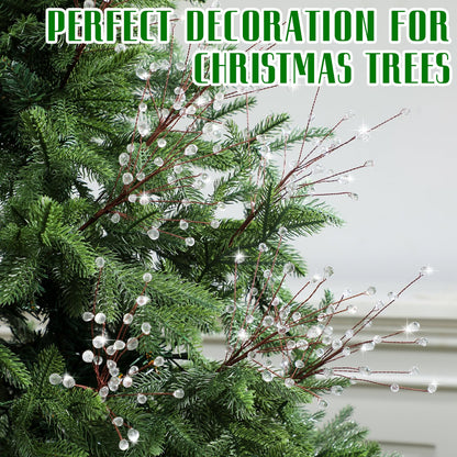 🔥8 Pcs Acrylic Crystal Christmas Tree Picks, 11.8 Inch with Bead Drop