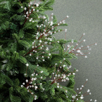 🔥8 Pcs Acrylic Crystal Christmas Tree Picks, 11.8 Inch with Bead Drop