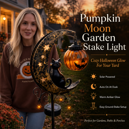 ✨ Halloween Early Bird Sale | 49% OFF Pumpkin Moon Garden Stake Light🎃