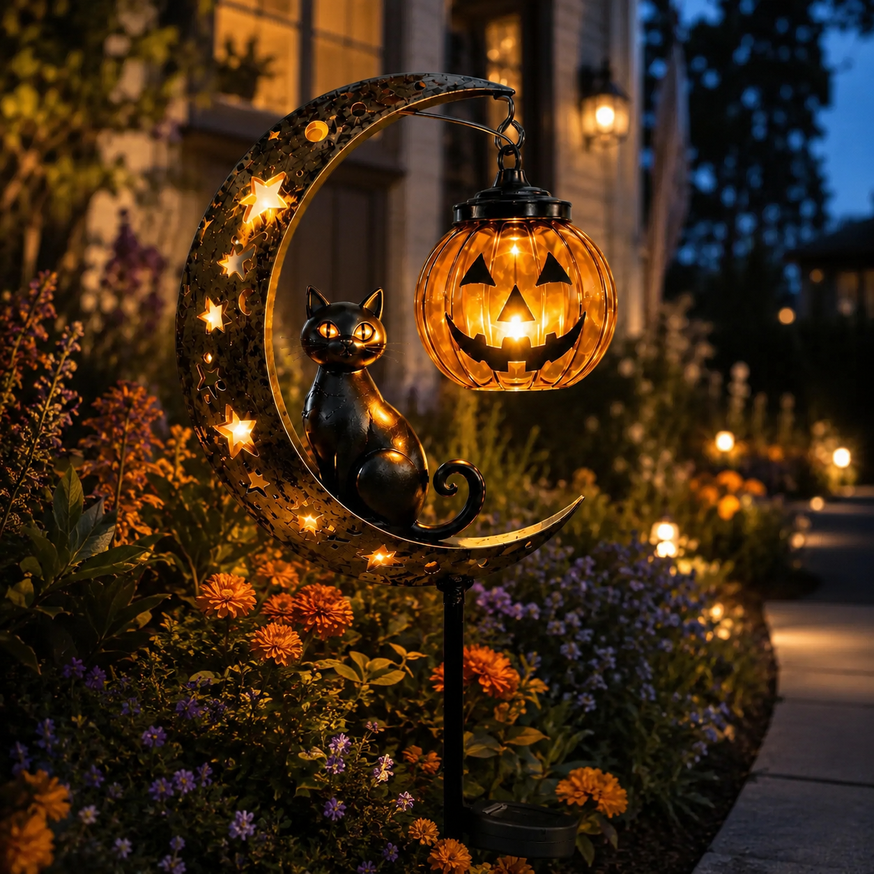 ✨ Halloween Early Bird Sale | 49% OFF Pumpkin Moon Garden Stake Light🎃