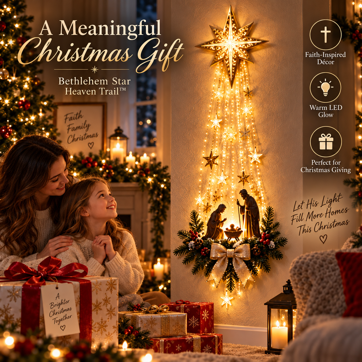 ✨✝️ Bethlehem Star of Faith – Lighted Nativity Wall Decor✨Buy 2 Free Shipping