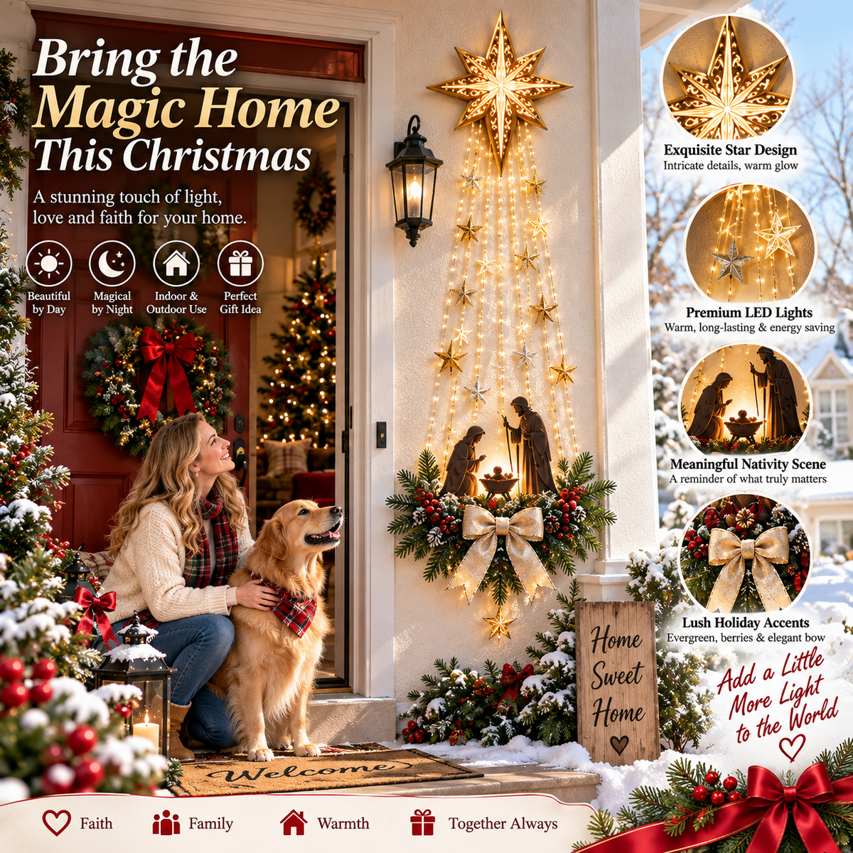 ✨✝️ Bethlehem Star of Faith – Lighted Nativity Wall Decor✨Buy 2 Free Shipping