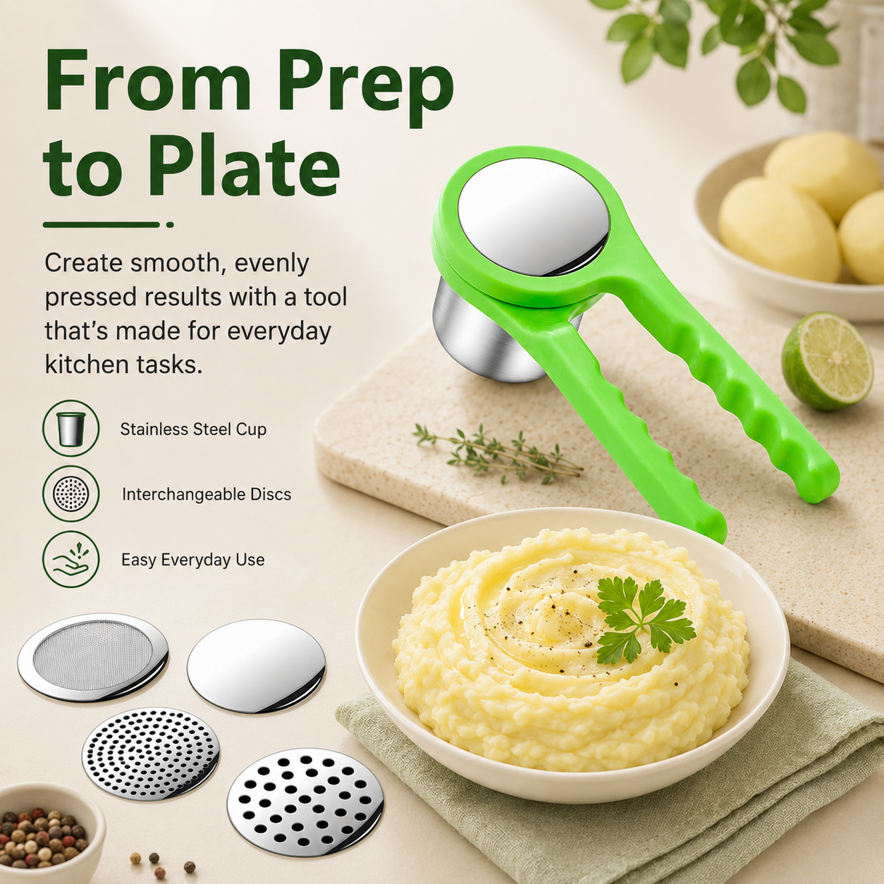 ✨Ergonomic Twist-Action Hand Manual Helix Potato Ricer Masher
