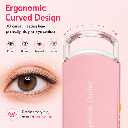 🔥Heated Eyelash Curler, 5s Fast Heating & 24H Long-Lasting Curl, Portable Type-C Charging