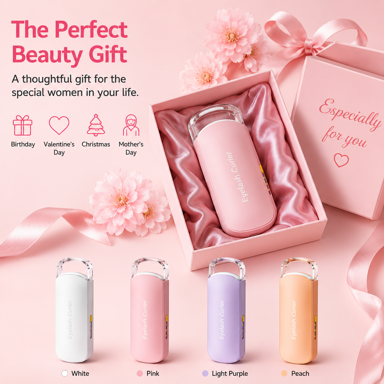 🔥Heated Eyelash Curler, 5s Fast Heating & 24H Long-Lasting Curl, Portable Type-C Charging
