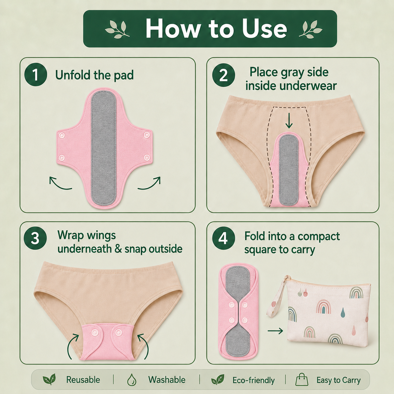 🔥Reusable Washable Cloth Menstrual Pads,Heavy Duty Incontinence Pads