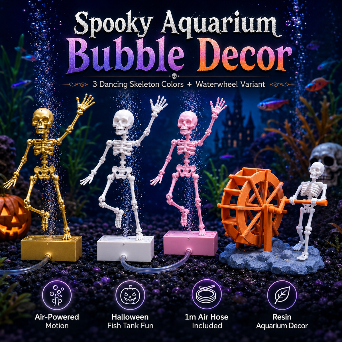🔥Dancing Skeleton Bubble Aquarium Ornament