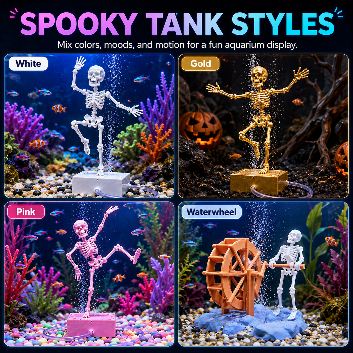🔥Dancing Skeleton Bubble Aquarium Ornament