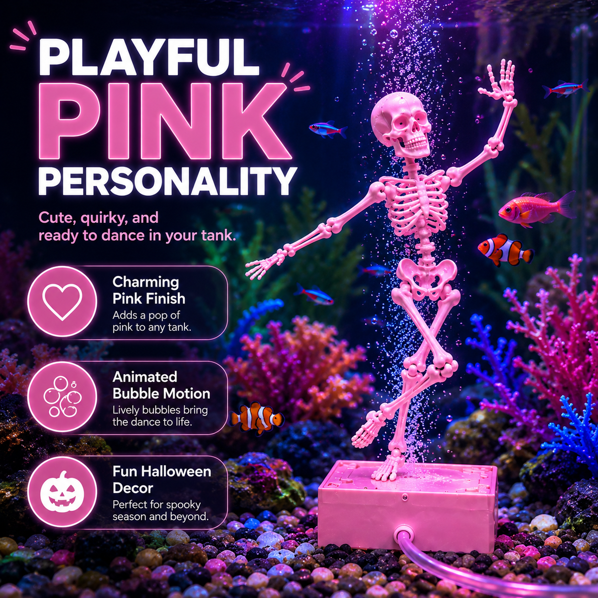 🔥Dancing Skeleton Bubble Aquarium Ornament