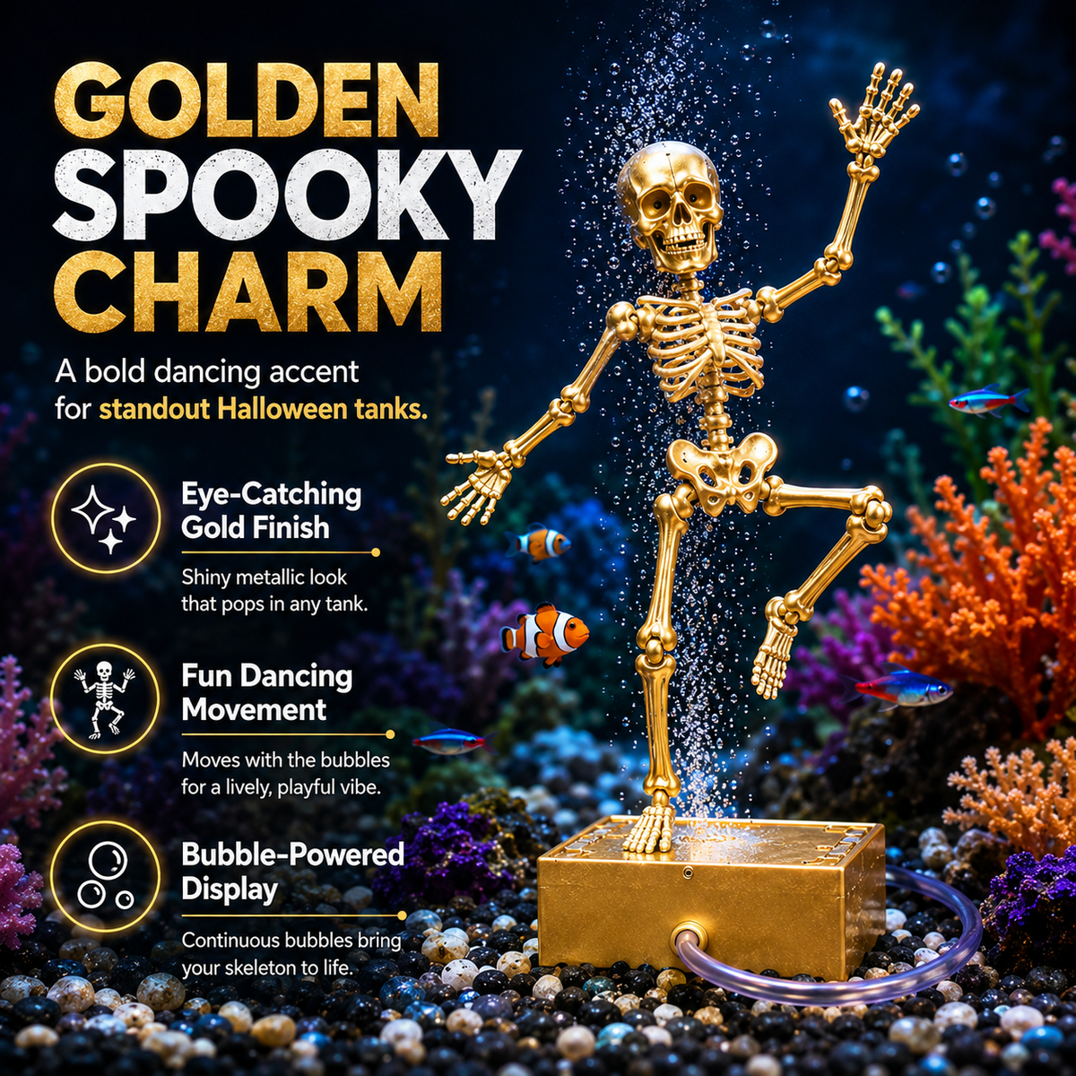 🔥Dancing Skeleton Bubble Aquarium Ornament