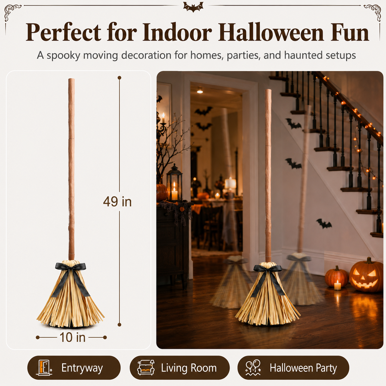 🔥Dancing Witch Broom Touch Activated Halloween Decorations