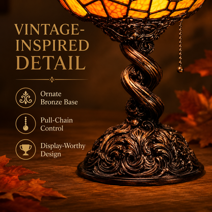🔥🎃 Halloween Pumpkin Glow Lamp – Vintage Stained-Glass-Style Table Light