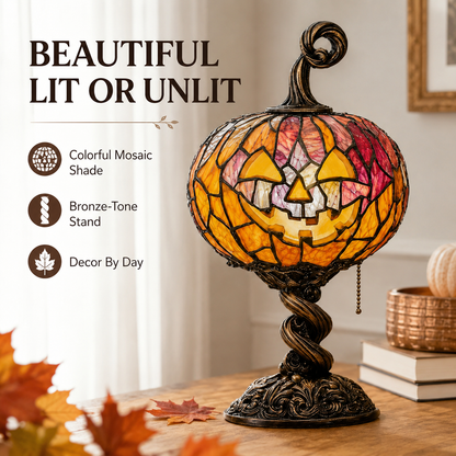 🔥🎃 Halloween Pumpkin Glow Lamp – Vintage Stained-Glass-Style Table Light