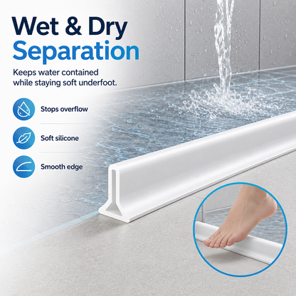 🔥39 Inch Shower Threshold Water Dam, Collapsible 2" Tall Shower Stopper Barrier