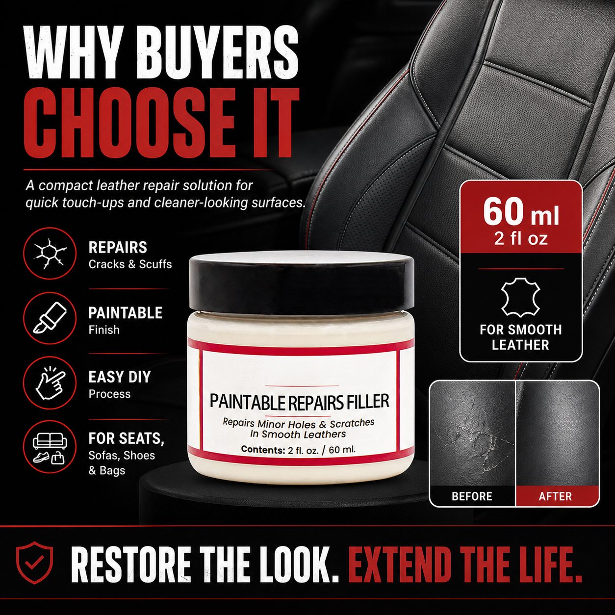 ✨Paintable Leather Repair Filler