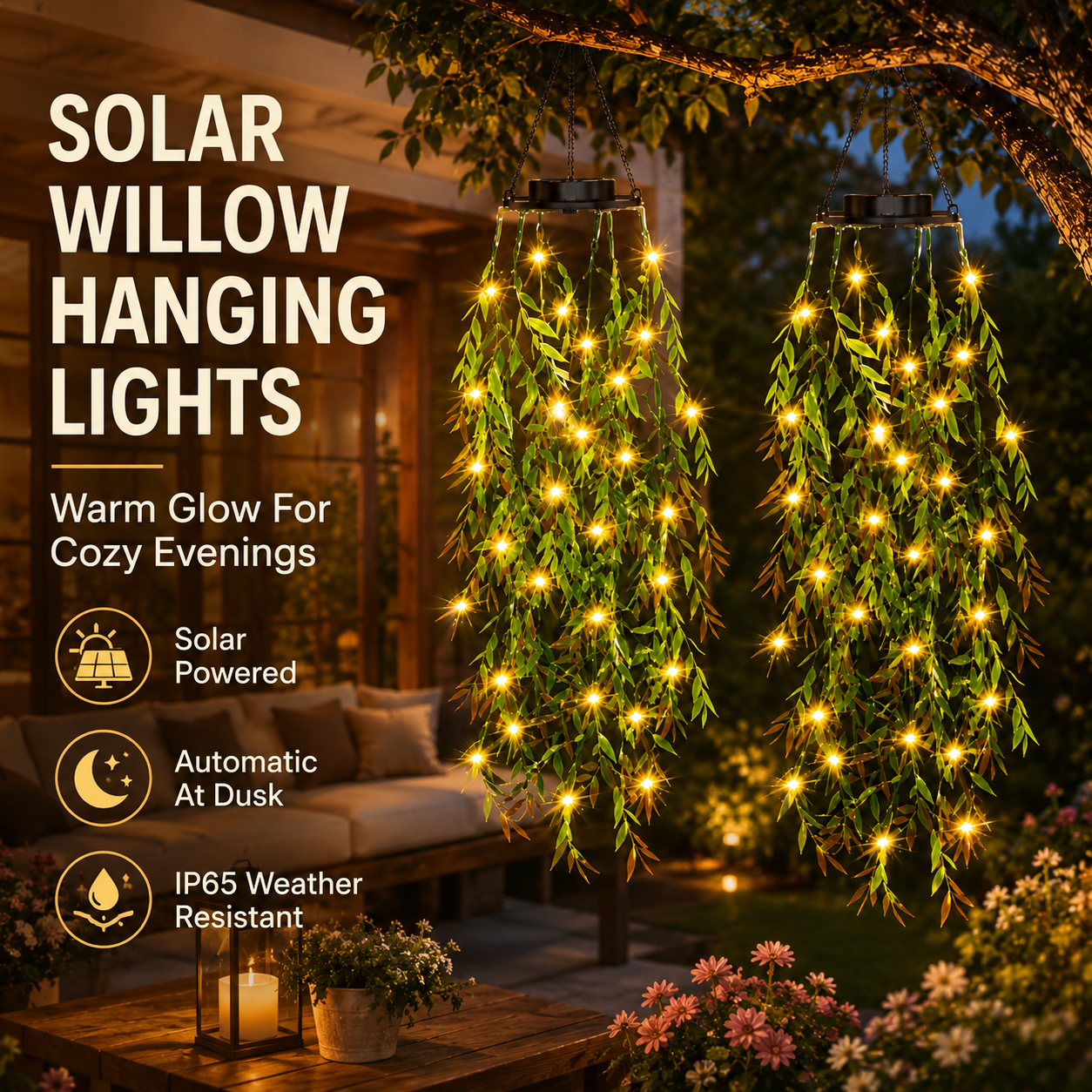 🔥Solar Ivy Lights with Artificial Leaves – Waterproof, 8 Lighting Modes & Flexible