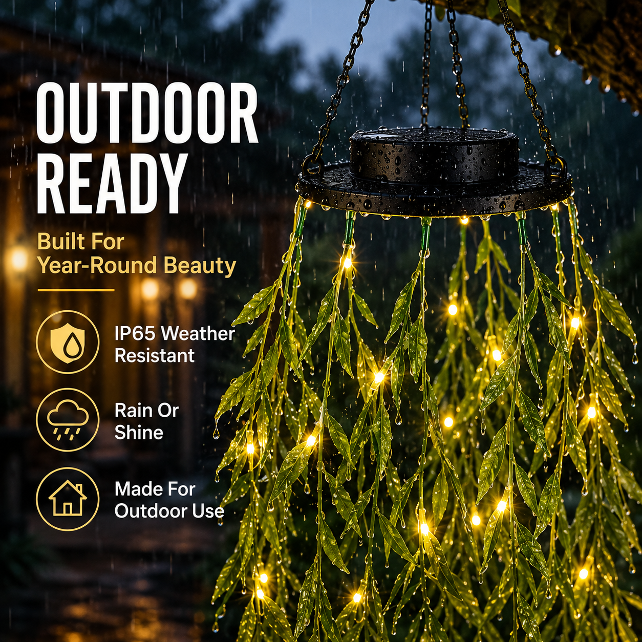 🔥Solar Ivy Lights with Artificial Leaves – Waterproof, 8 Lighting Modes & Flexible