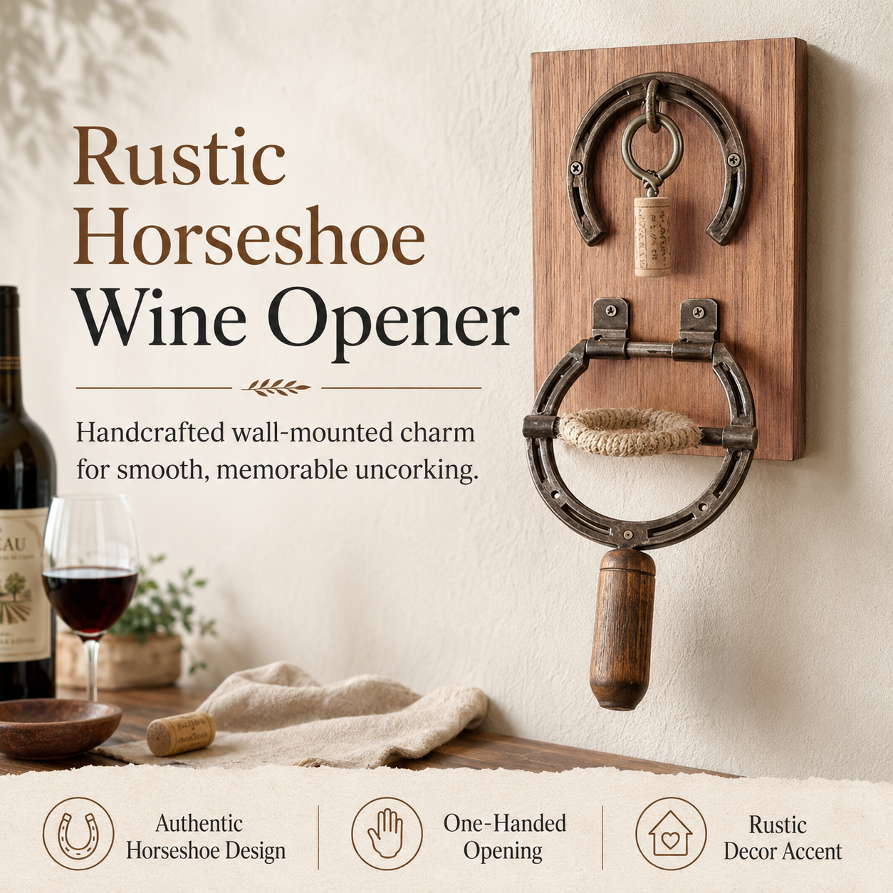 🔥Rustic Horseshoe Wall-Mounted Wine Opener
