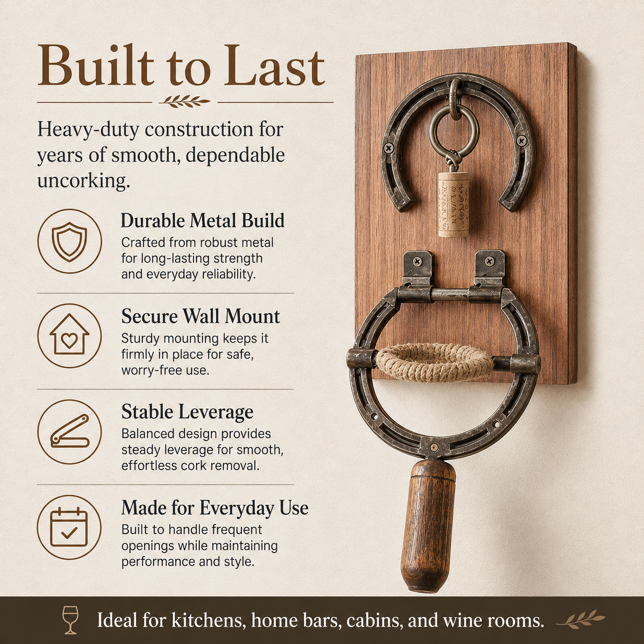 🔥Rustic Horseshoe Wall-Mounted Wine Opener