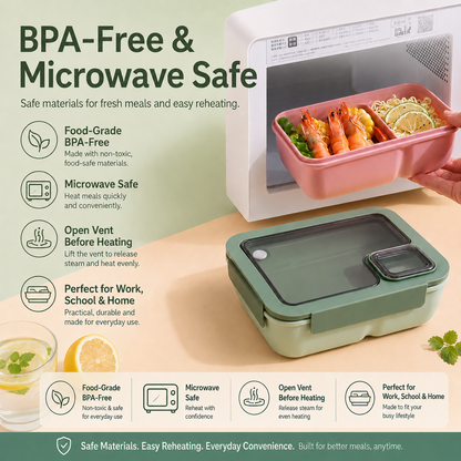🔥Portable Compartmentalized Lunch Box Set - Microwave Safe