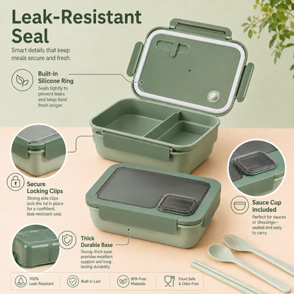 🔥Portable Compartmentalized Lunch Box Set - Microwave Safe
