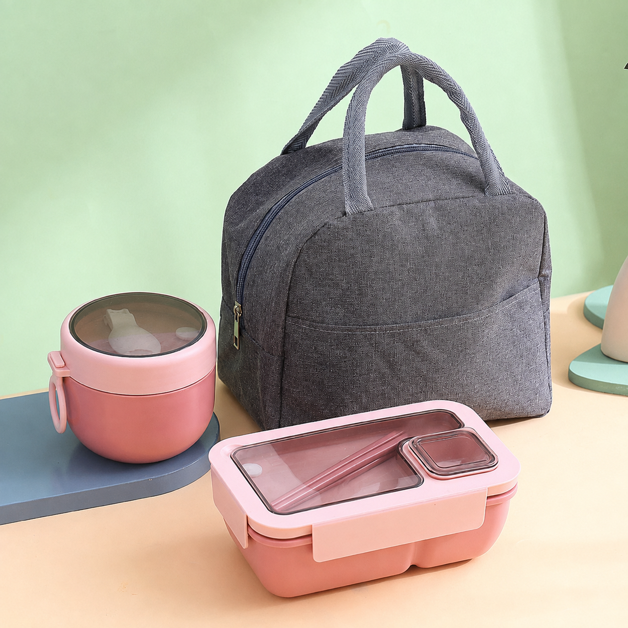 🔥Portable Compartmentalized Lunch Box Set - Microwave Safe